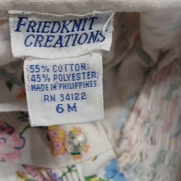 Friedknit Creations vintage smocked floral romper Sz 6m EUC - Picture 12 of 12